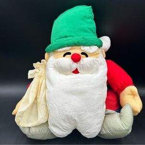 Maison Blanche Santa Plush 13” Elf Gift Bag Green Hat Vintage Christmas Decor